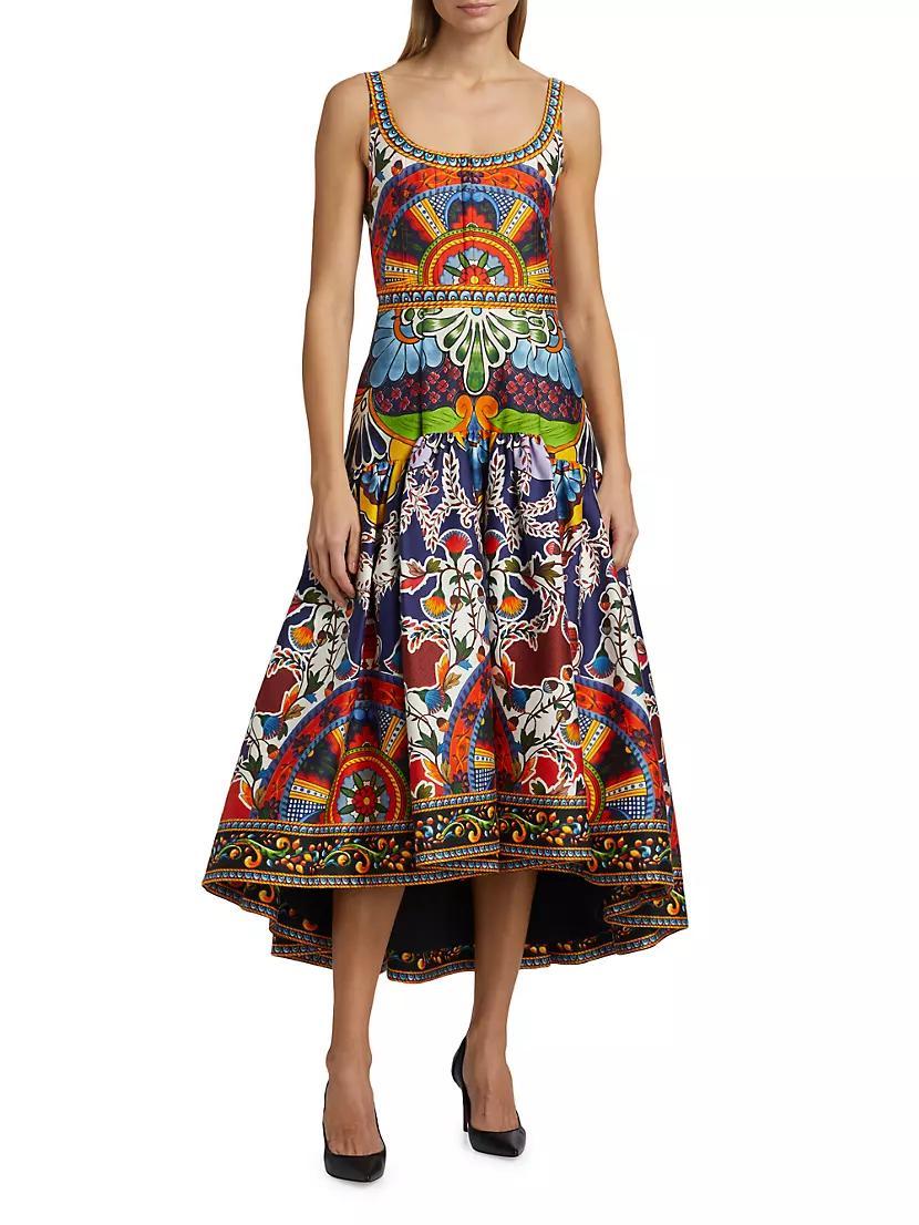 Diana Floral Cotton-Blend Sleeveless Fit & Flare Midi-Dress Product Image