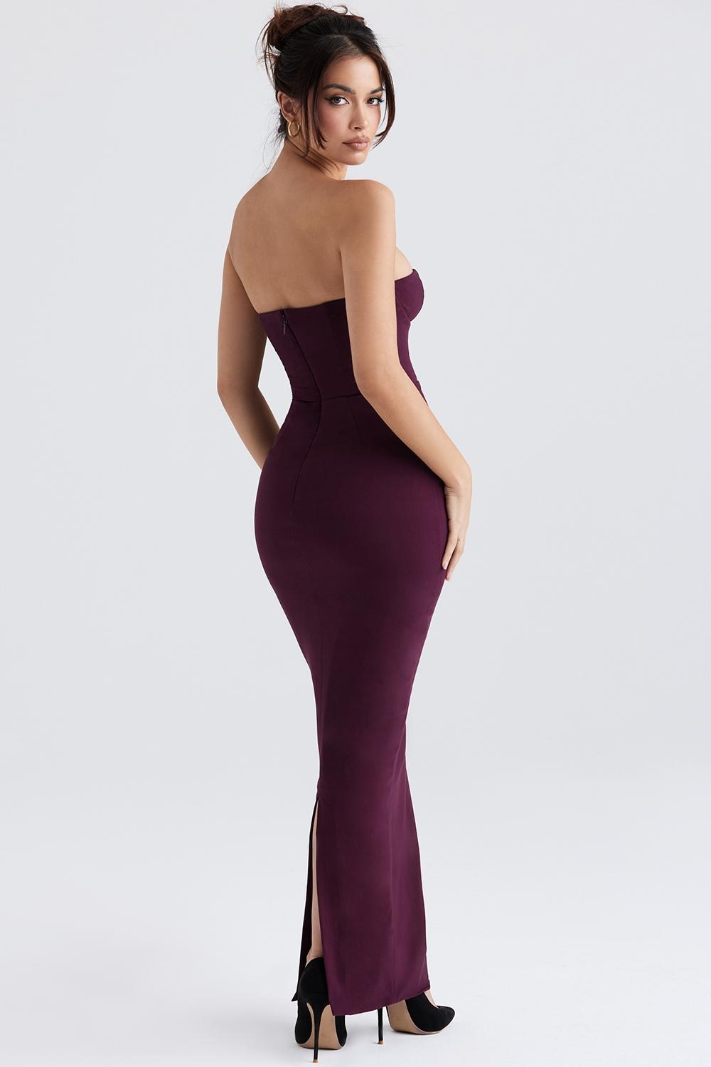 Lucia Grape Strapless Corset Maxi Dress Product Image