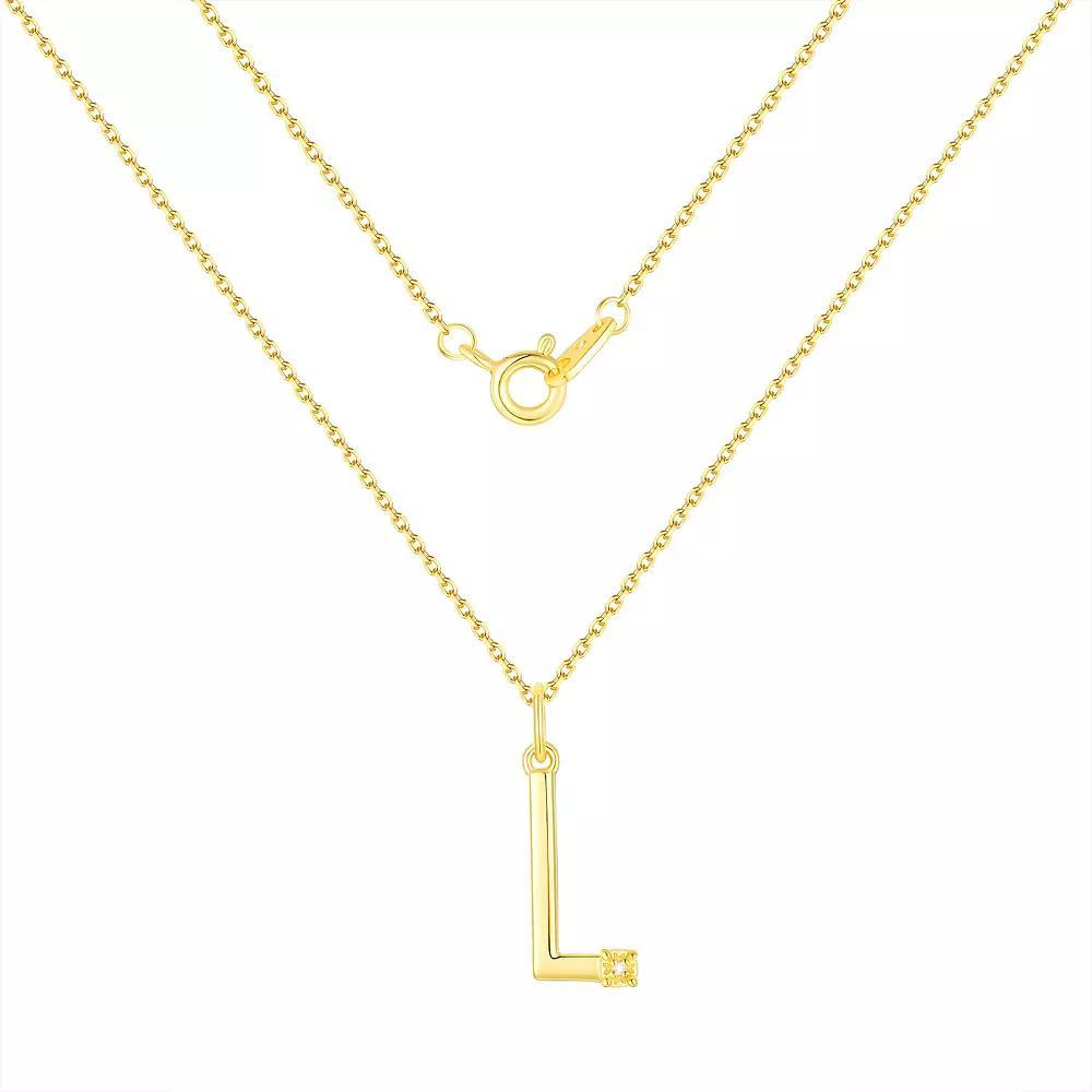 Forever Radiant Diamond Accent Initial Pendant Necklace, Women's, Size: 18", Gold Tone L Product Image