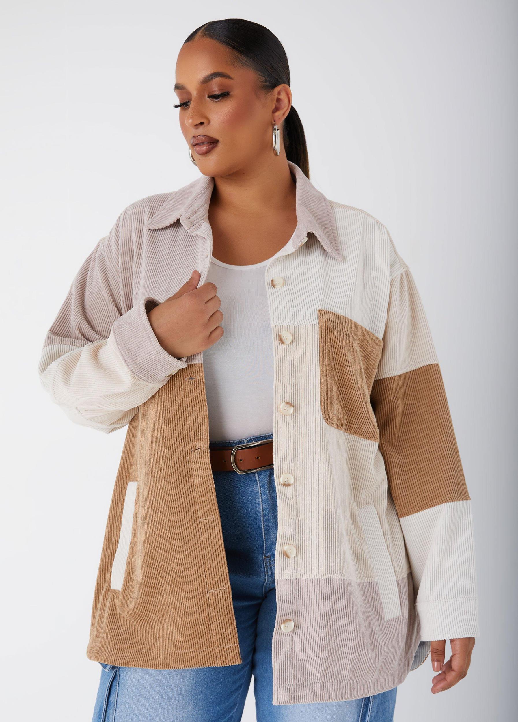 Colorblock Corduroy Shacket Product Image