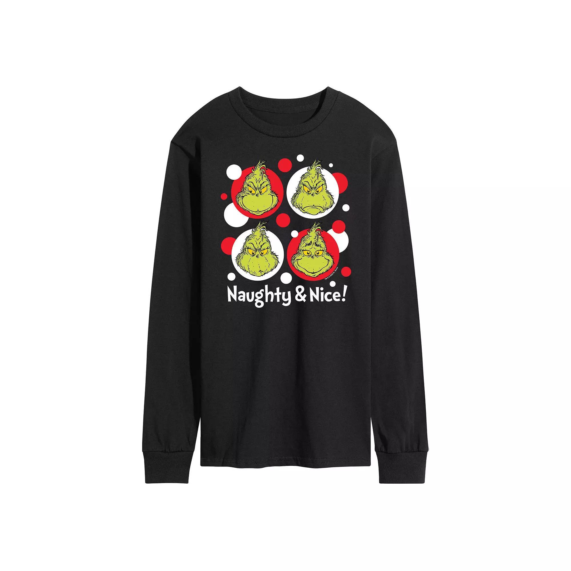 Mens Dr. Seuss Grinch Naughty & Nice Long Sleeve Tee Product Image