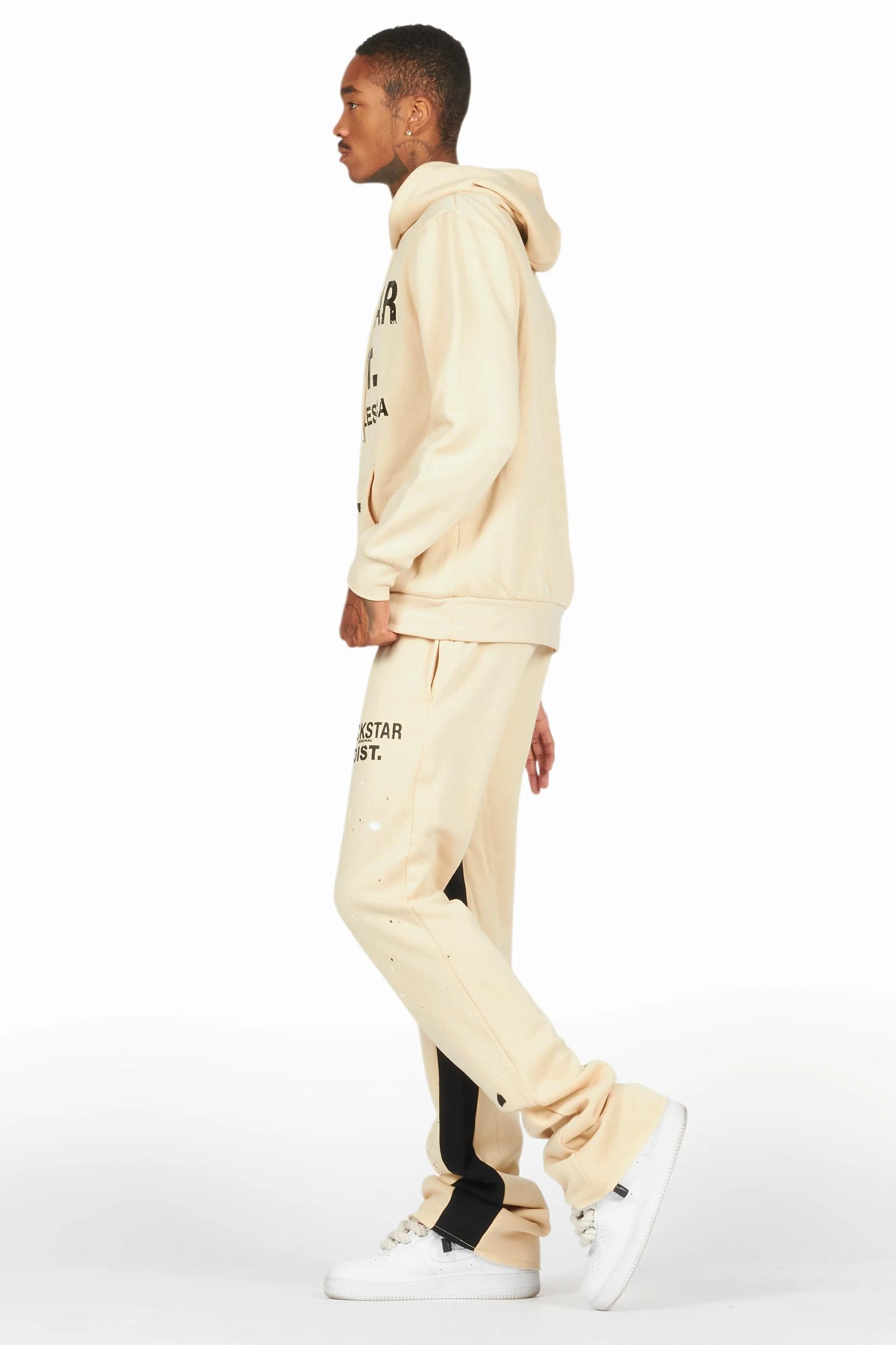 Scottie Beige Hoodie Relaxed Stacked Track Set Male Product Image
