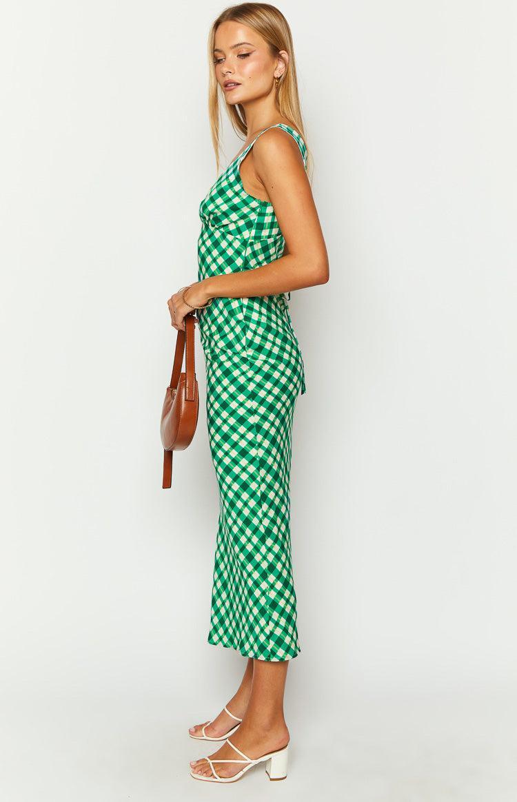 Verlaine Green Check Maxi Dress Product Image