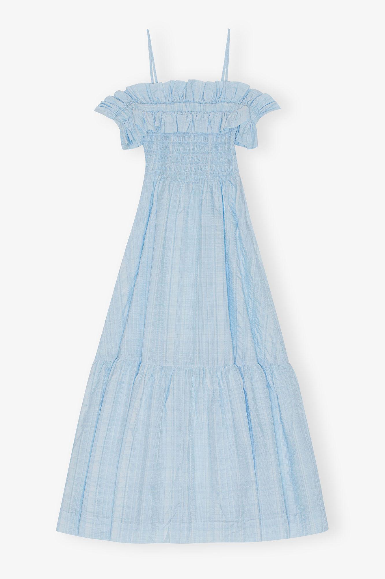 Seersucker Check Smock Maxi Dress Product Image