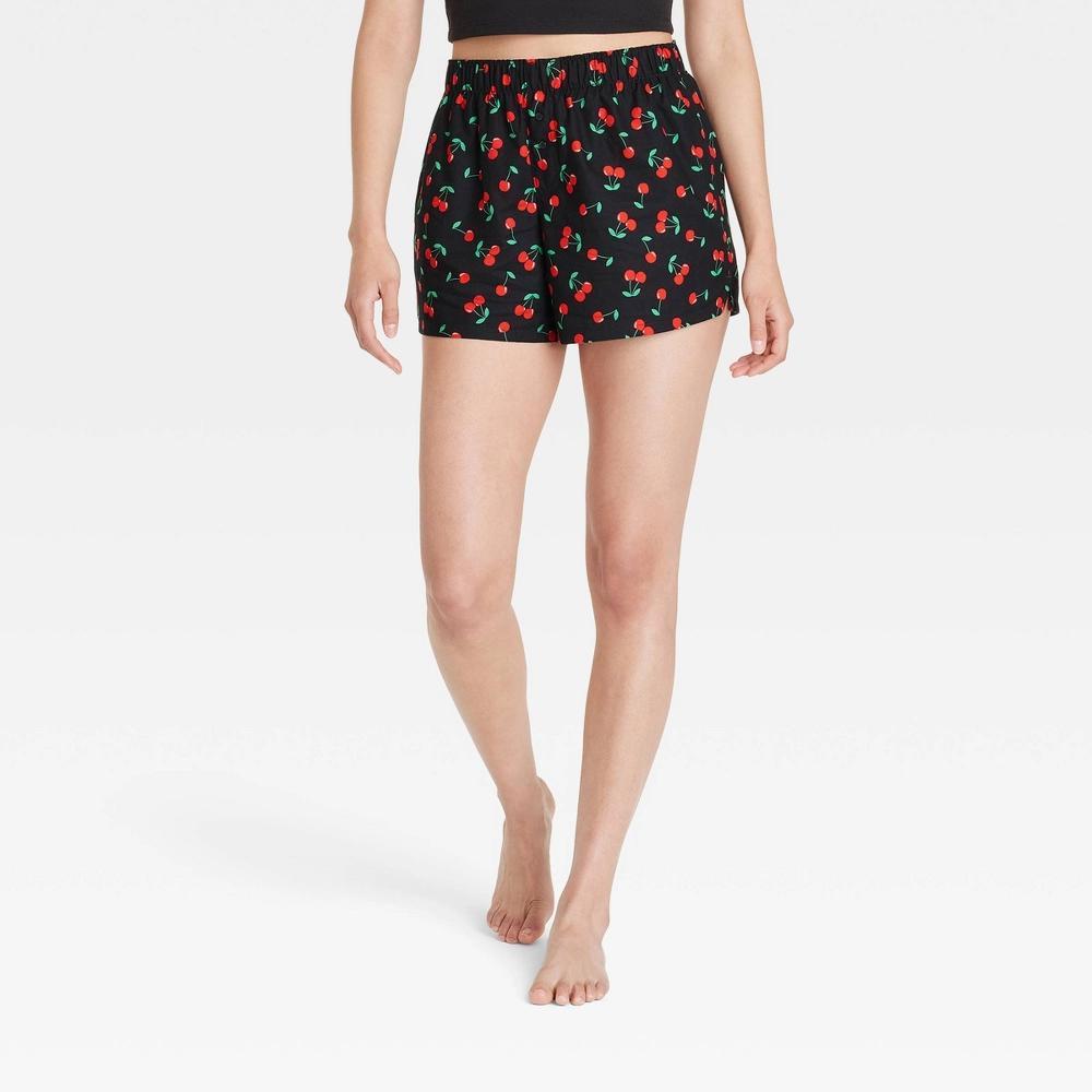 Women's Boxer Pajama Shorts - Colsie™ Blue Gingham L: Cotton Flannel, Midweight, Elastic Waistband Product Image