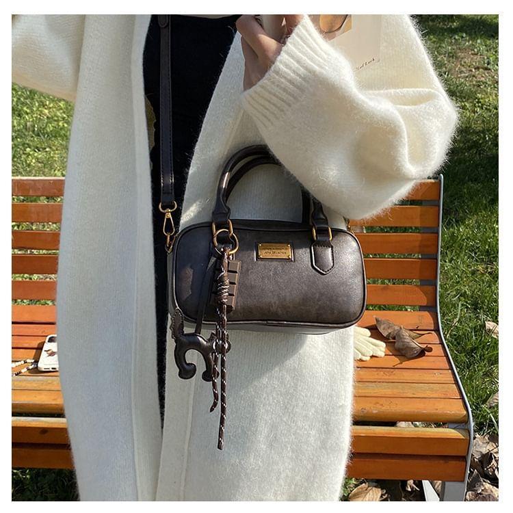 Top Handle Faux Leather Crossbody Bag / Bag Charm / Set Product Image