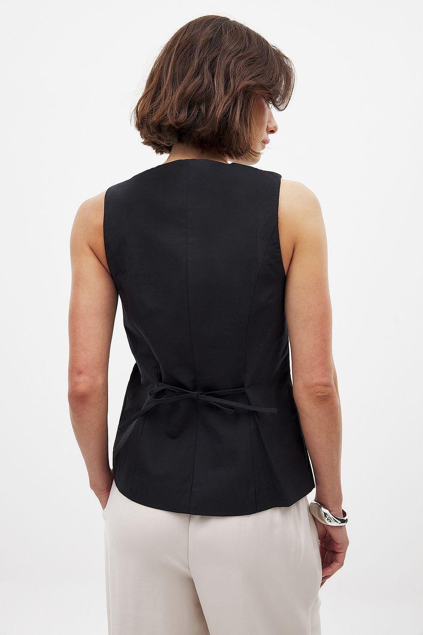 Linen Blend Button Front Vest Product Image