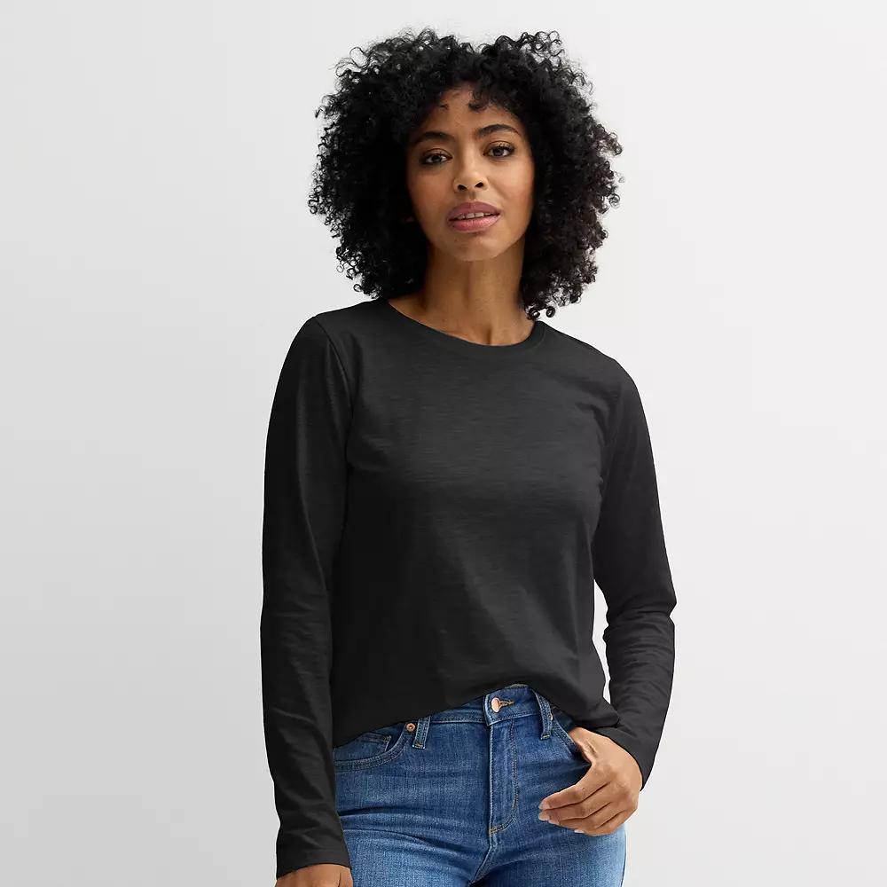 Women's Sonoma Goods For Life® Everyday Long Sleeve Crewneck Tee, Size: XS, Blue Beauty Product Image