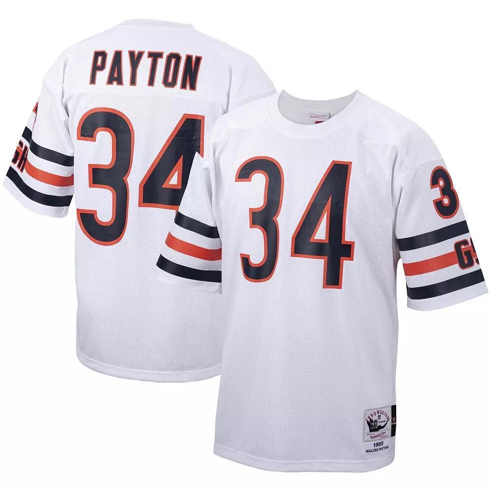 Men's Mitchell & Ness Walter Payton White Chicago Bears Big & Tall 1985 Retired Player Replica Jersey, Size: 5XLT Product Image