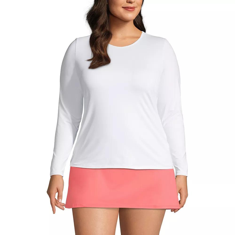 Plus Size Lands' End UPF 50 Long Sleeve Rash Guard, Women's, Size: 2XL, Black Product Image