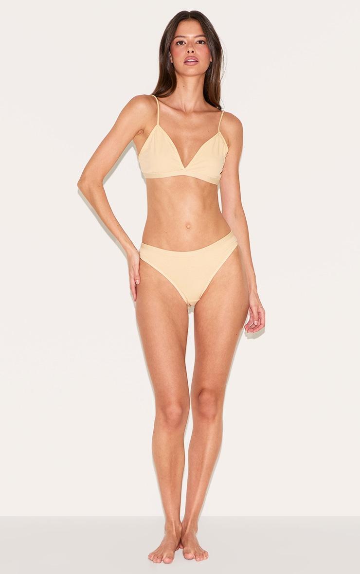 Nude Jersey Triangle Bralette And Thong Lingerie Set Product Image