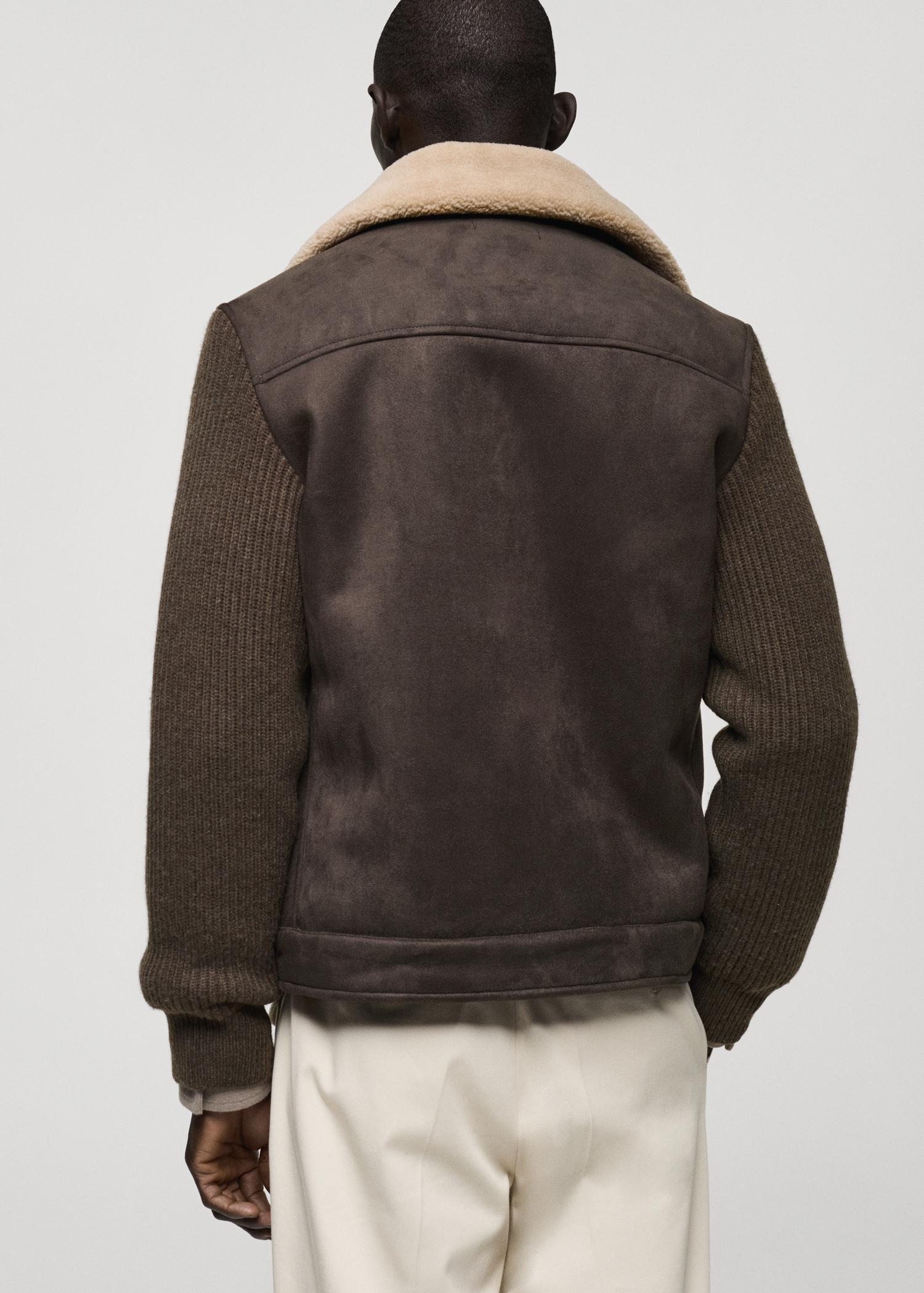 Shearling and suede-effect jacket - Men | MANGO USA Product Image