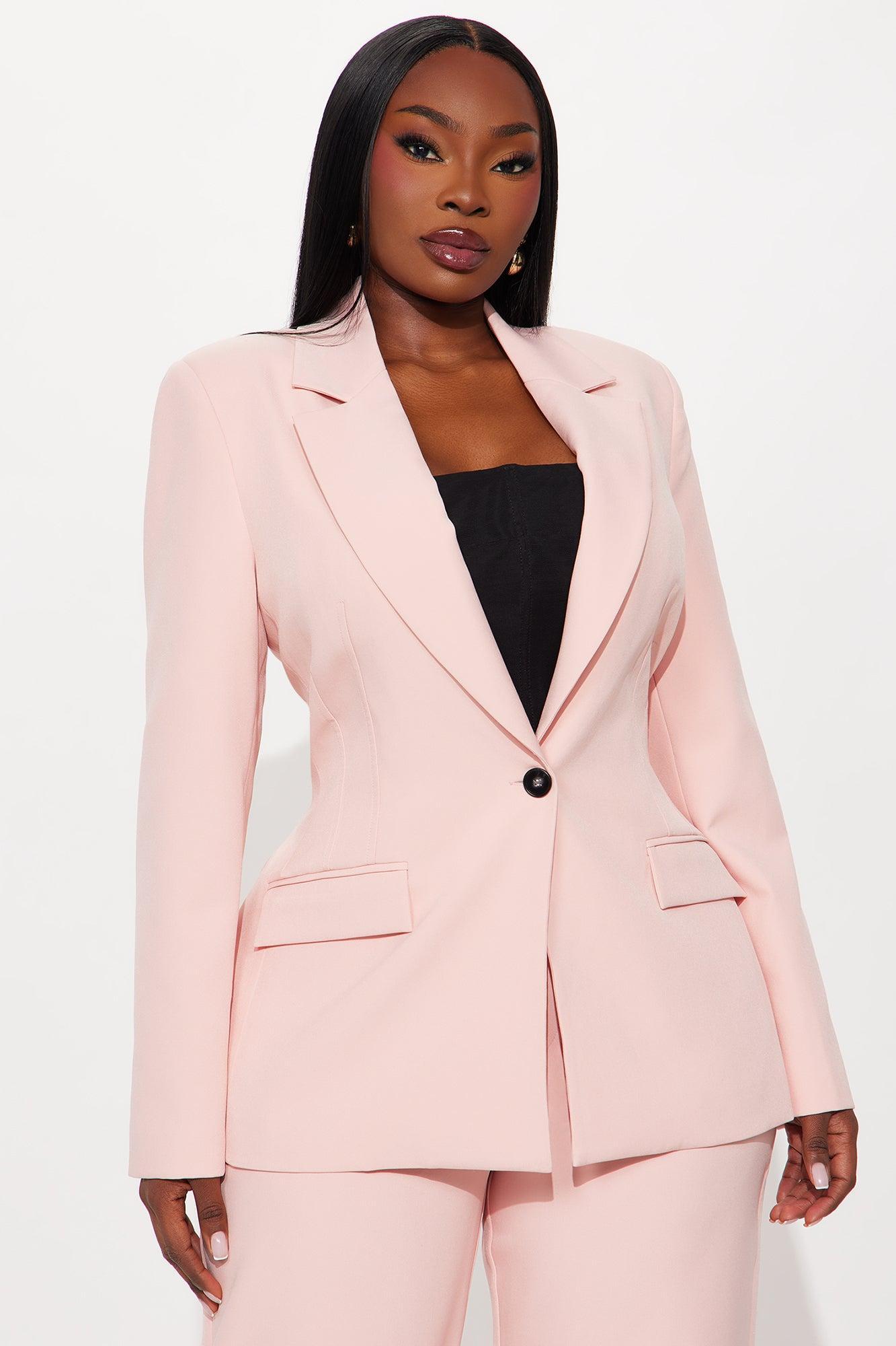 CEO Moves Fitted Waist Blazer And Pant Set - Pink Product Image