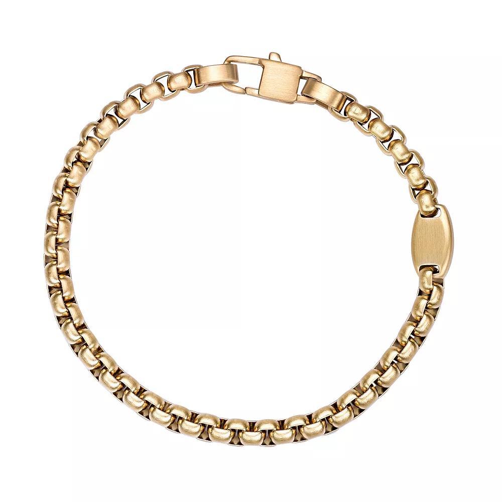 Men's LYNX Stainless Steel Round Box Chain Bracelet, Size: 8.5", Gold Tone Product Image