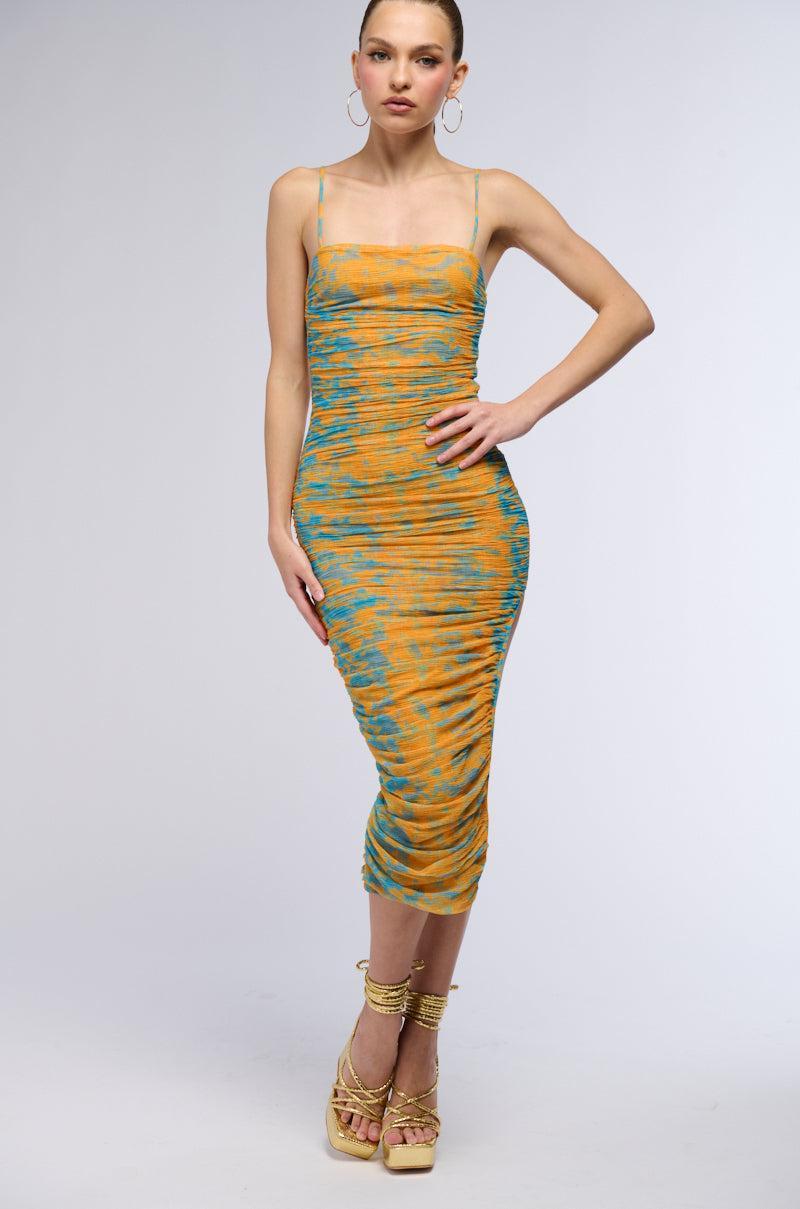 CAMMI RUCHED MIDI DRESS Product Image