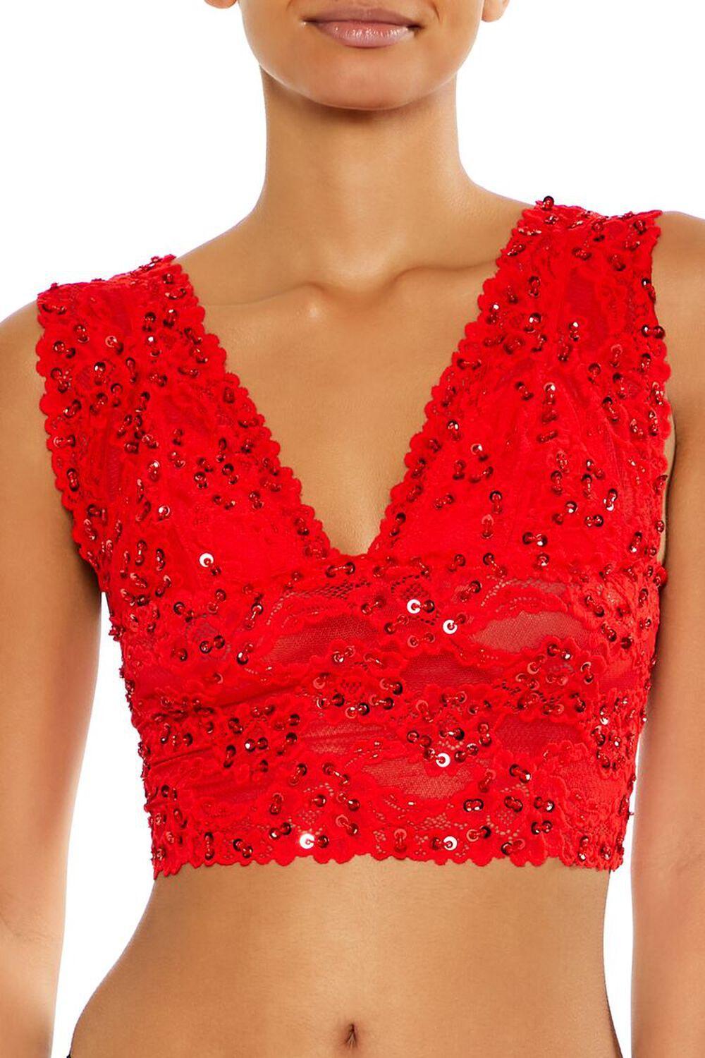 Sequin Lace Lingerie Crop Top | Forever 21 Product Image