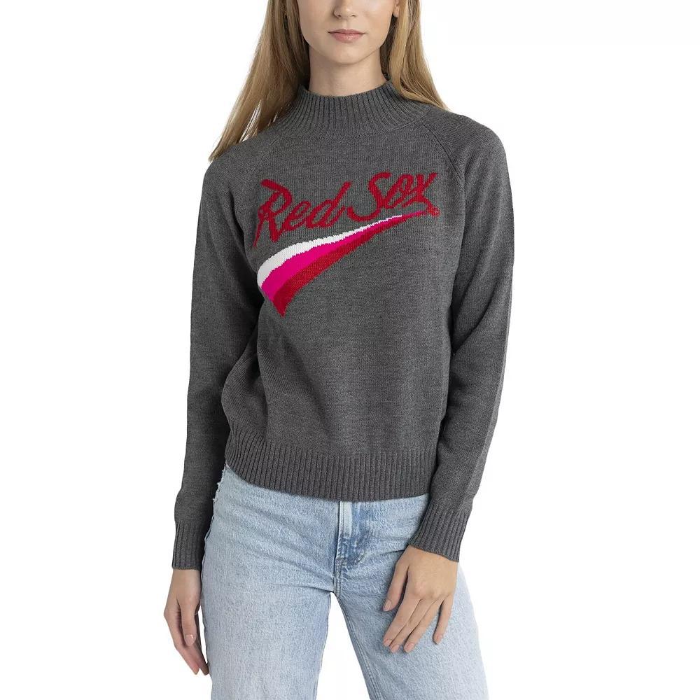Women's Lusso  Gray Boston Red Sox Serena Raglan Pullover Sweater, Size: XL, Grey Product Image