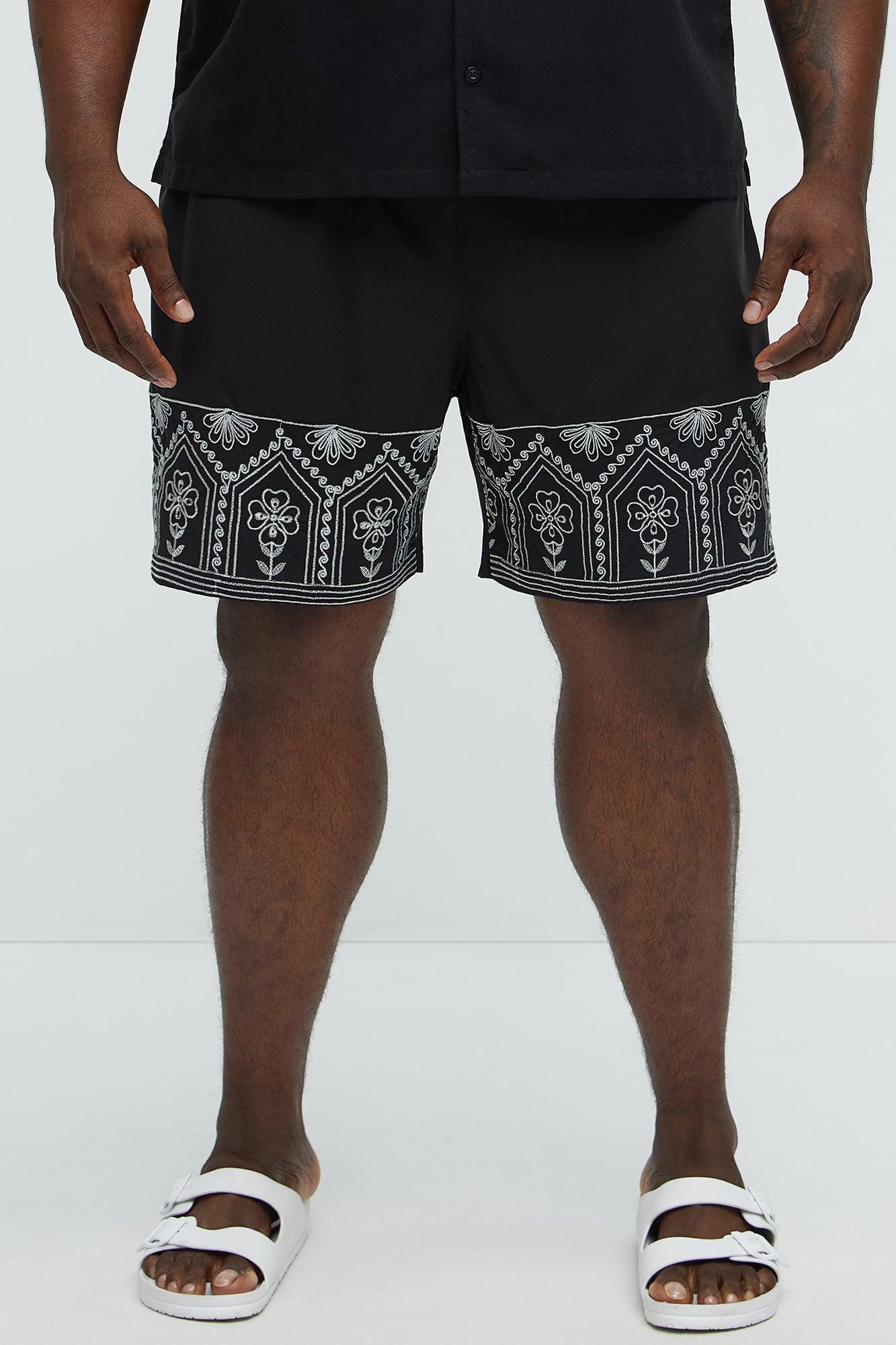 Embroidered Floral Swim Classic Trunk - Black/combo Product Image