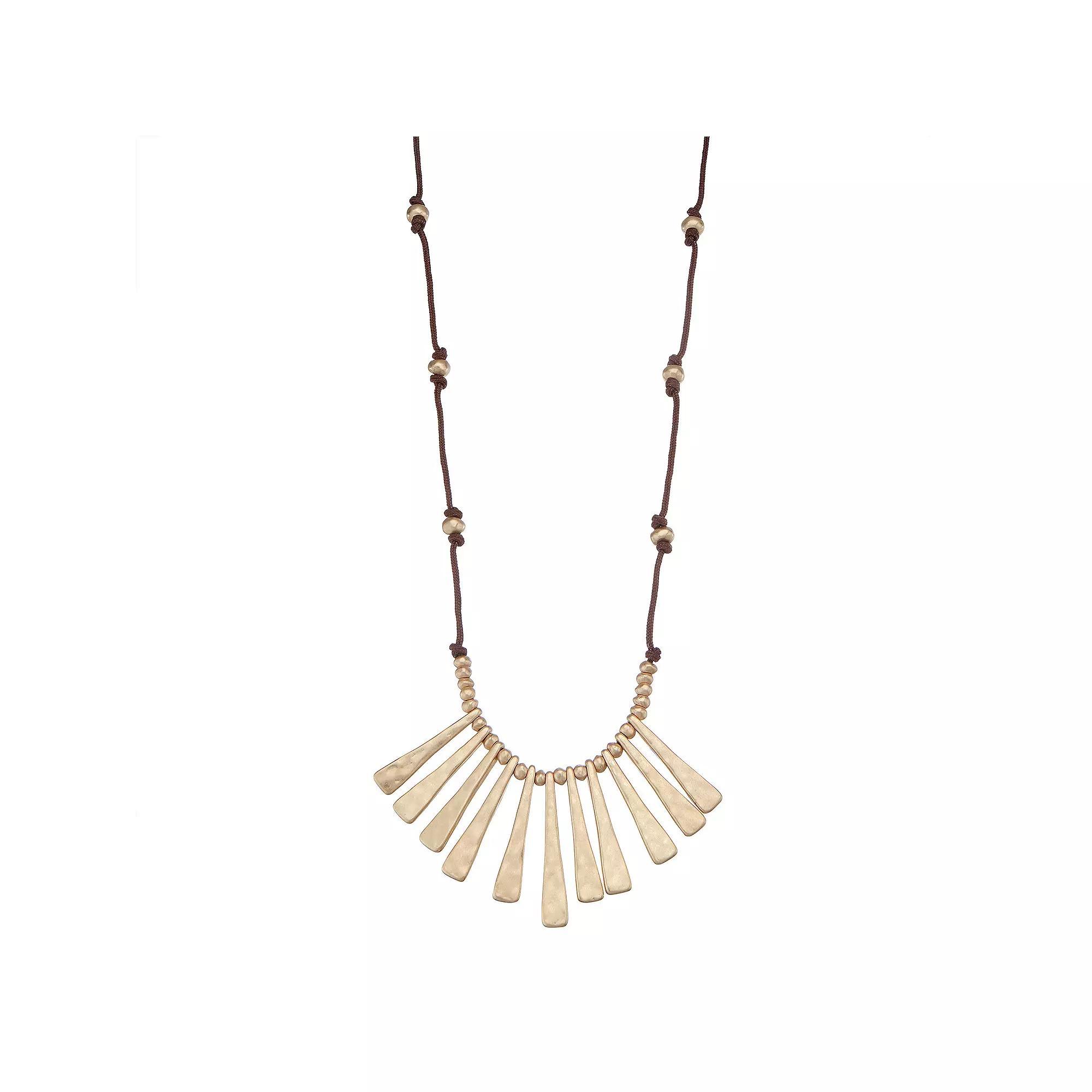 Bella Uno Linear Beaded Frontal Necklace, Women's, Size: 18", Gold Tone Product Image
