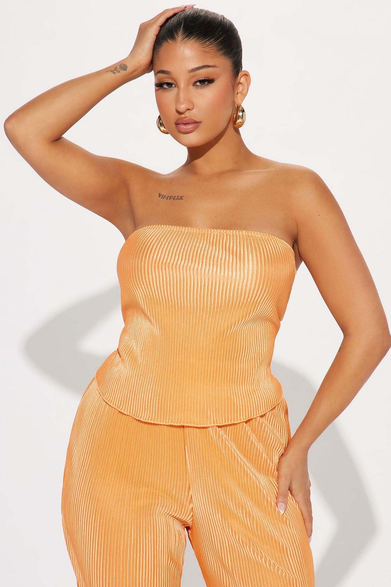 Madelynn Plisse Pant Set - Orange Product Image