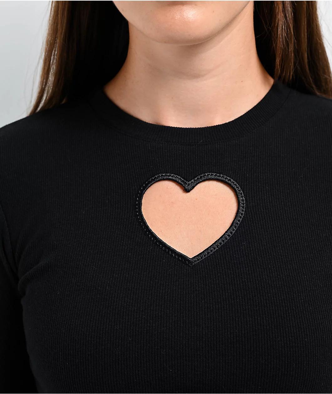 A.LAB Audrina Caviar Cutout Long Sleeve Crop T-Shirt Product Image