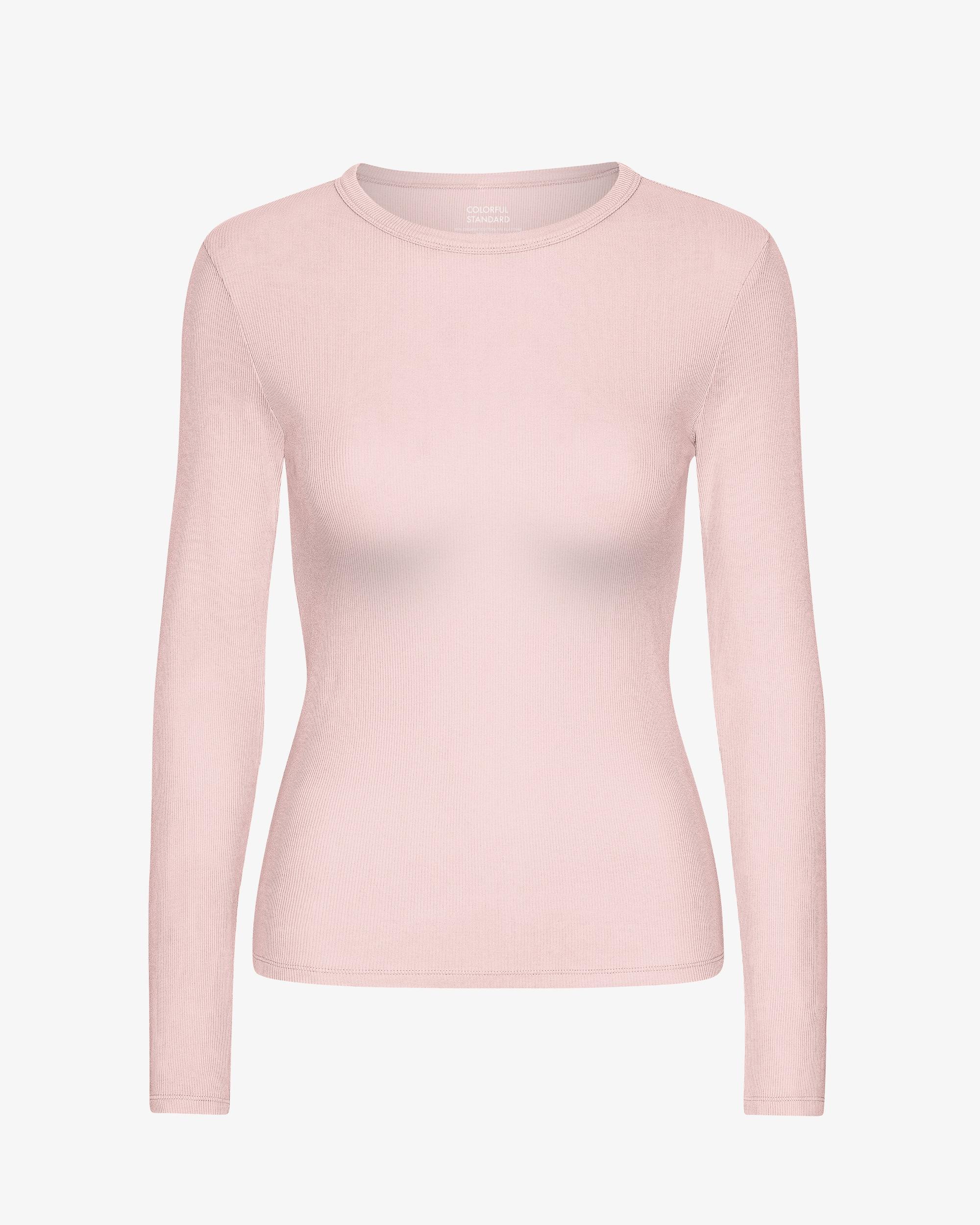 Women Organic Rib LS T-Shirt - Faded Pink Product Image