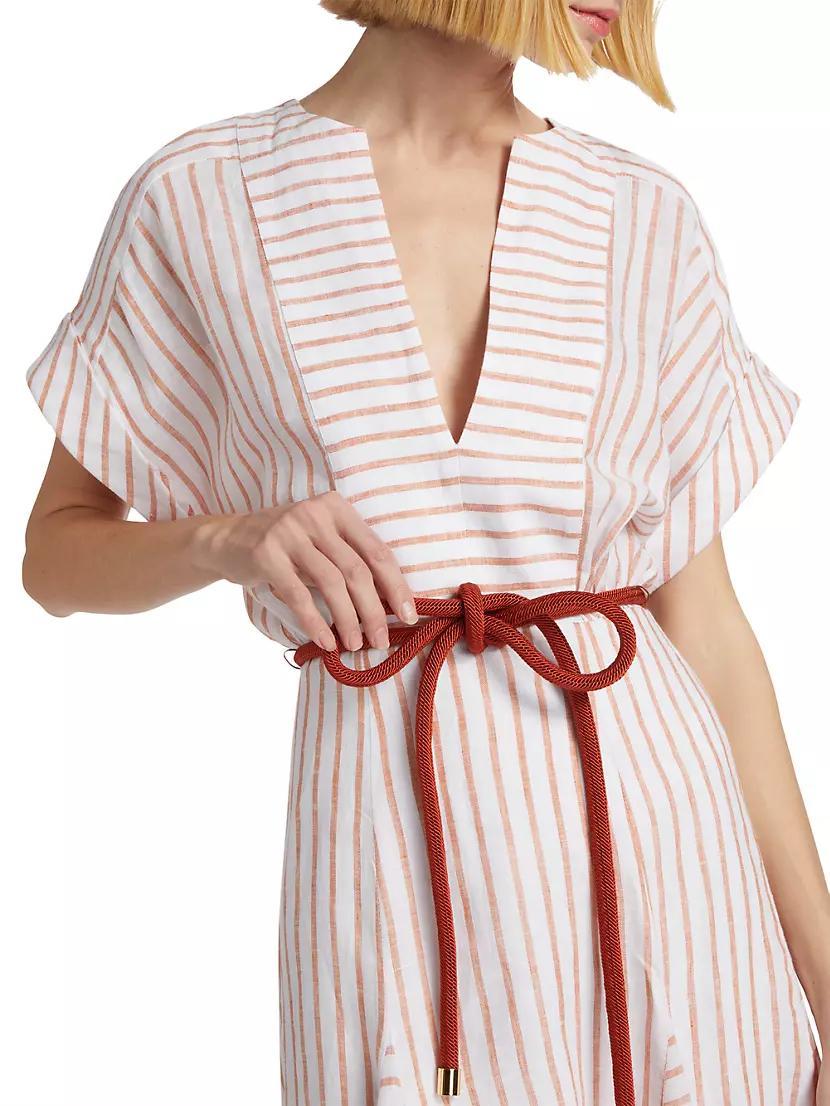Casandra Stripe Self-Tie Midi-Dress Product Image
