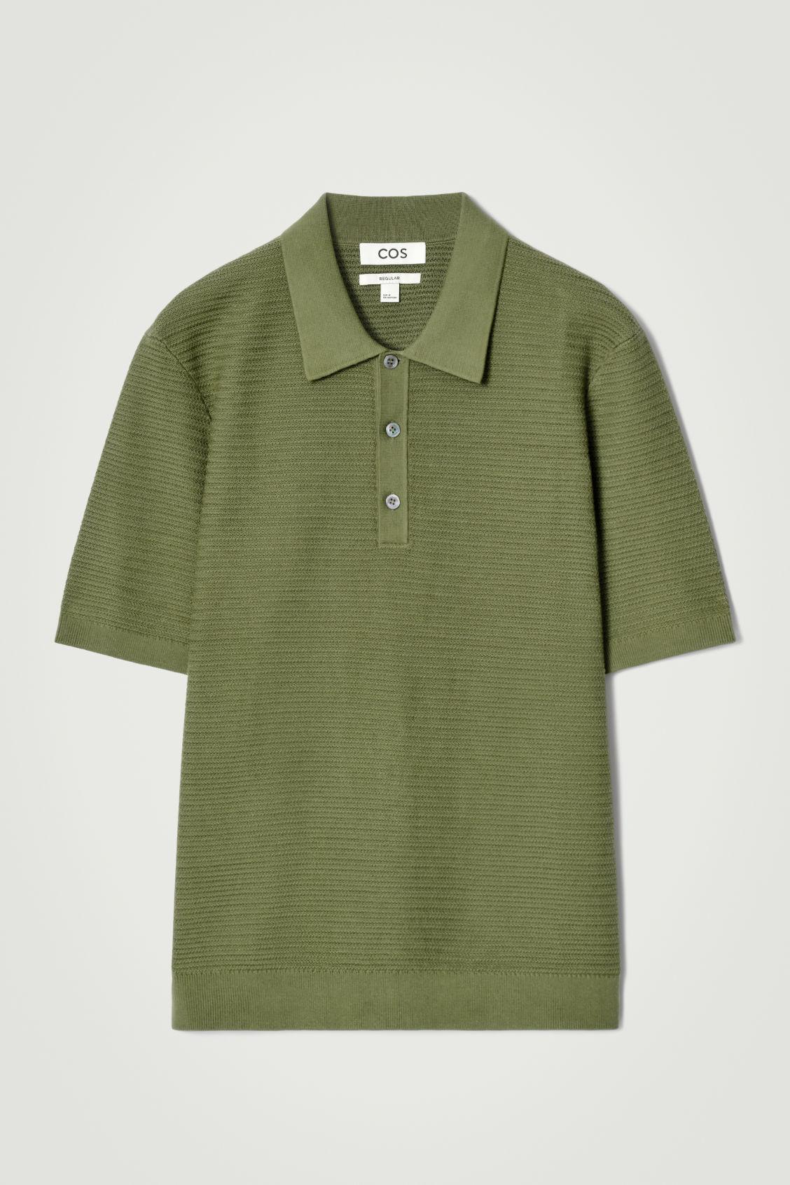 TEXTURED KNITTED COTTON POLO SHIRT Product Image