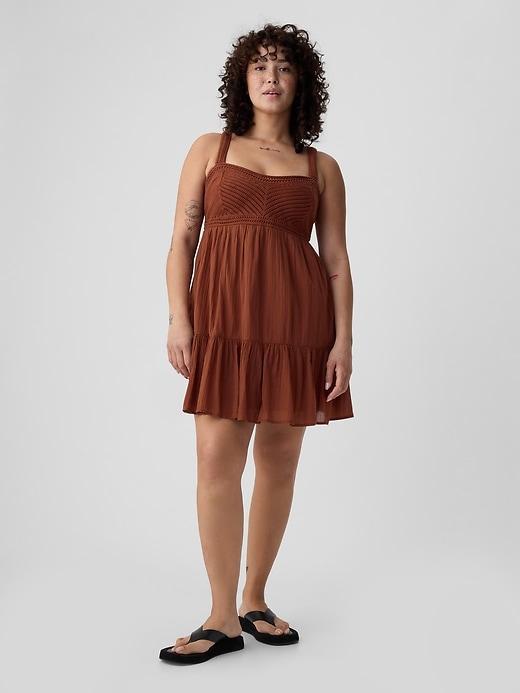 Textured Crinkle Crochet Mini Dress Product Image