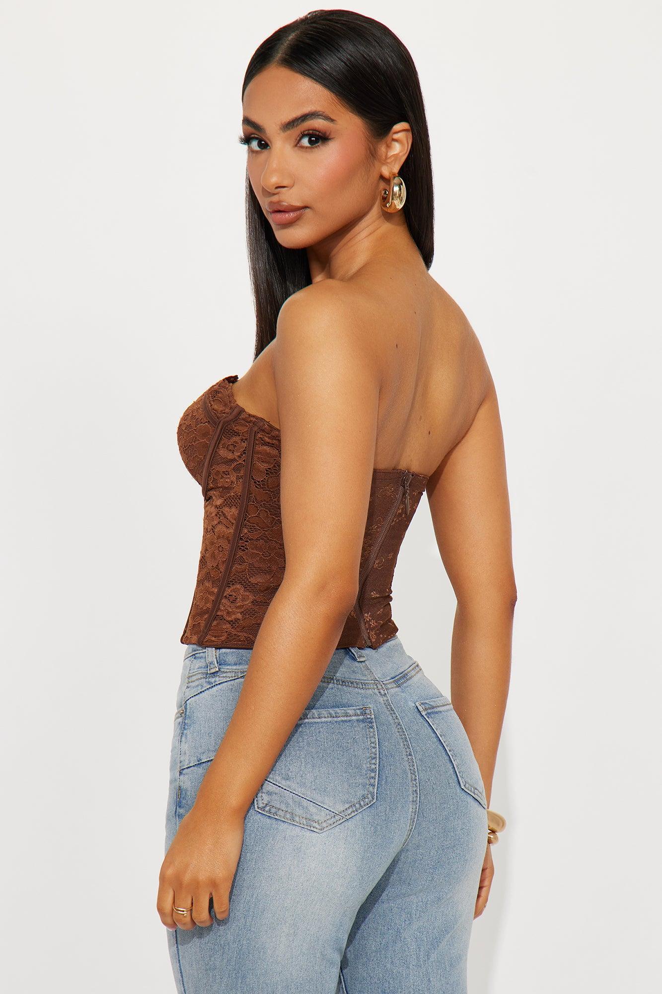 Enchanted Lace Corset Top - Chocolate Product Image