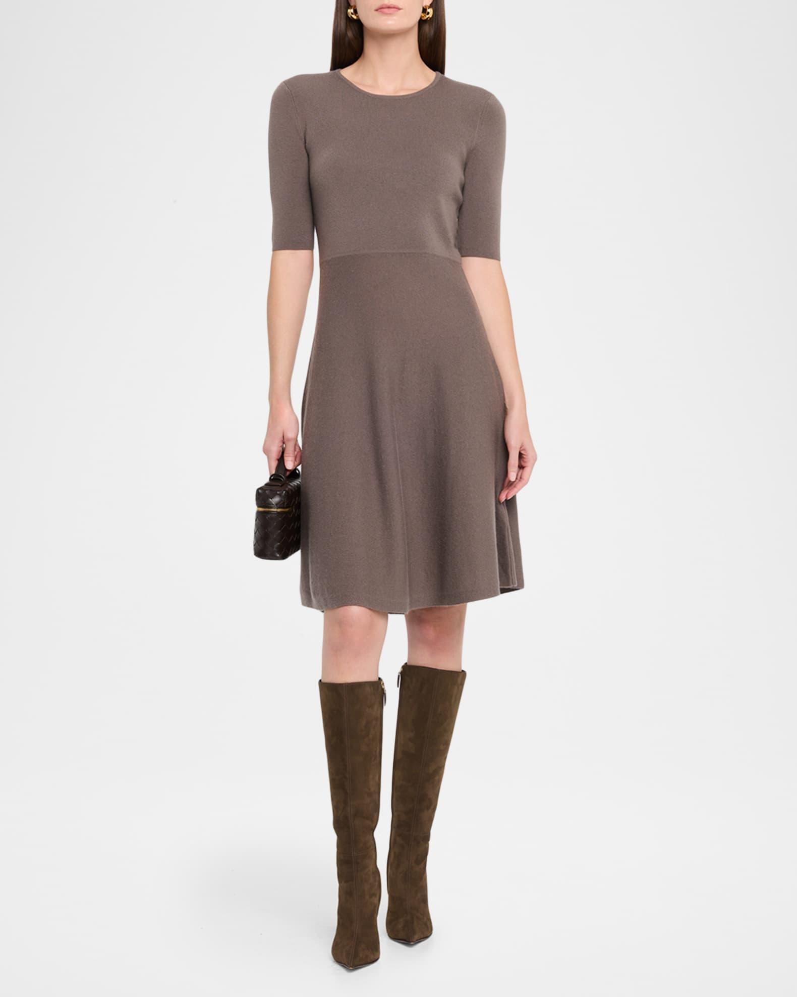 Cashmere Fine Ribbed A-Line Midi Dress Product Image