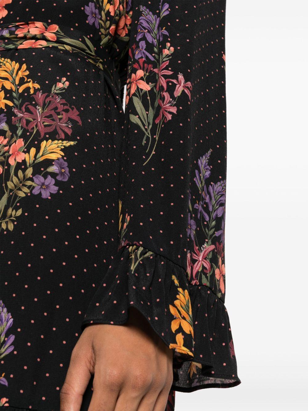 crepe floral polka-dot mini dress Product Image