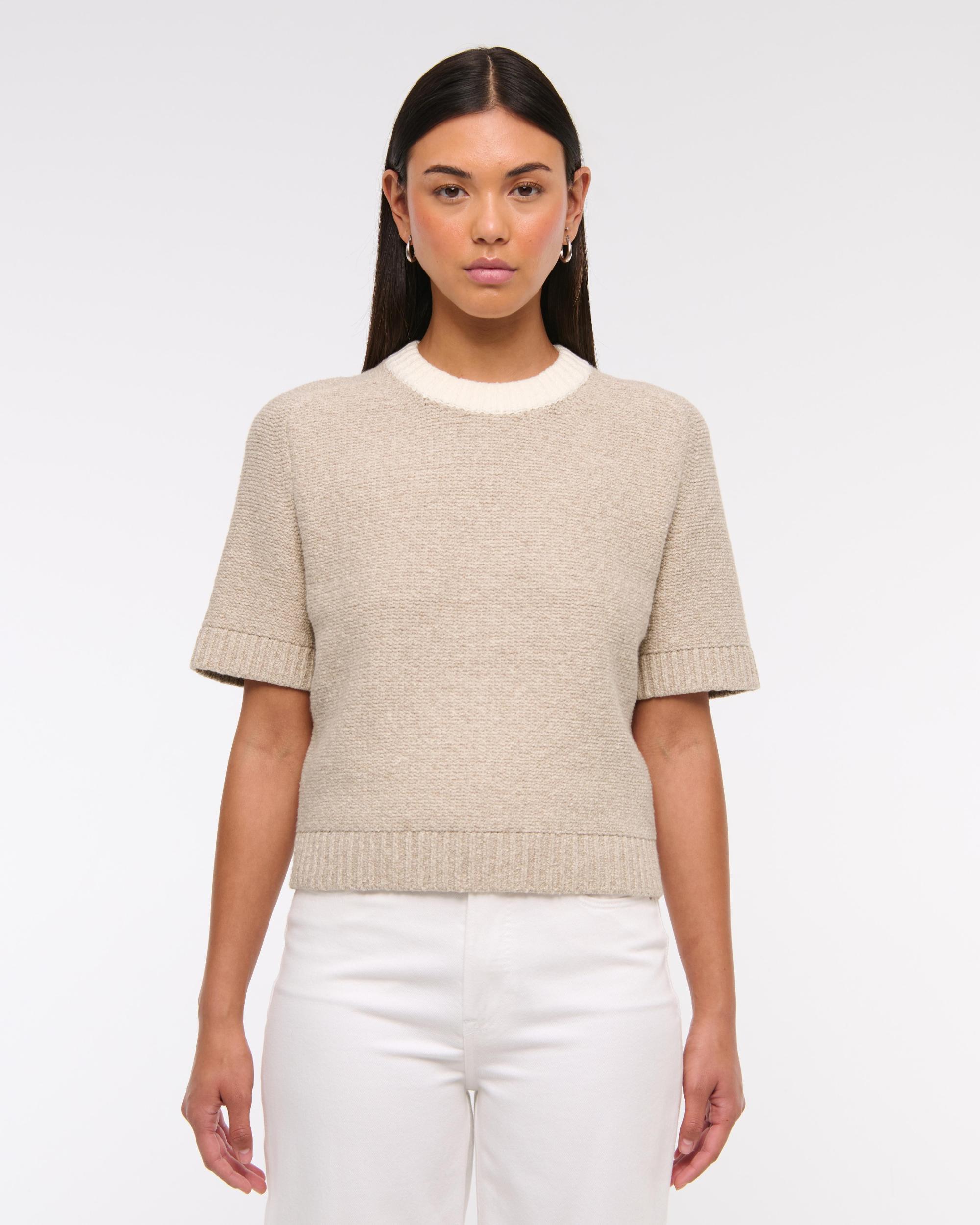 The A&F Madeline Textural Crew Sweater Tee Product Image