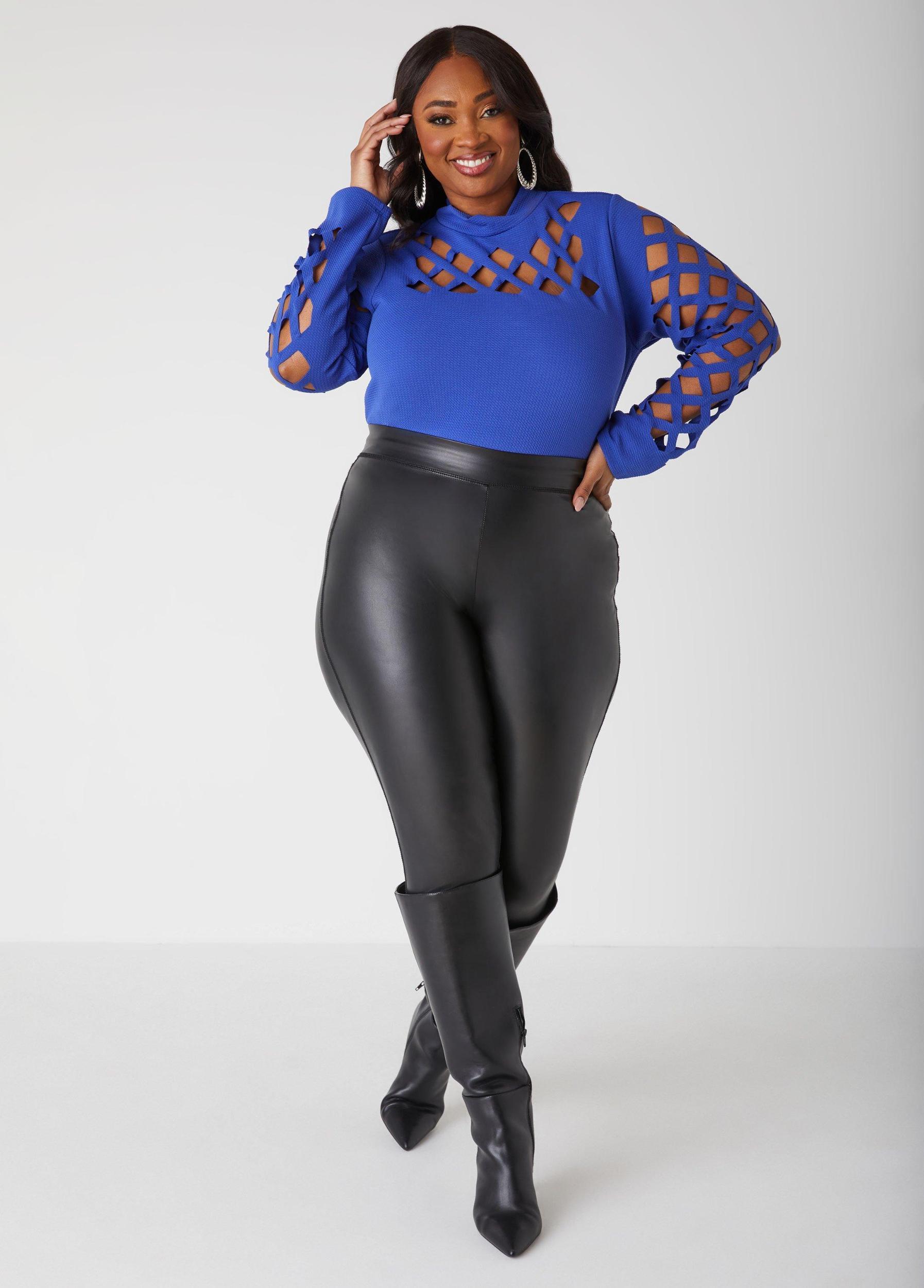 Plus Size Cutout Textured Knit Top Ashley Stewart Product Image