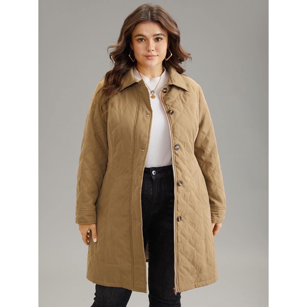 Plus Size Women Dailywear Plain No stretch 14-16/1X Pocket Belt Elegant Cotton Jackets BloomChic Product Image