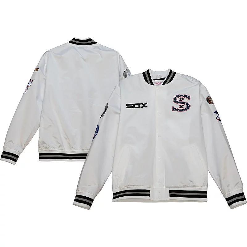 Men's Mitchell & Ness White Chicago White Sox City Collection Satin Full-Snap Varsity Jacket, Size: Large Product Image