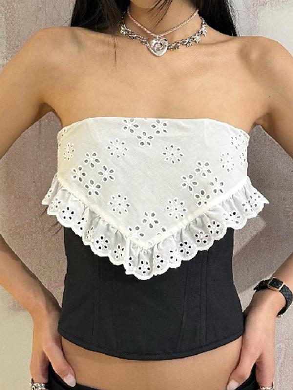 Cutout Ruffled Splice Bandeau Top Product Image