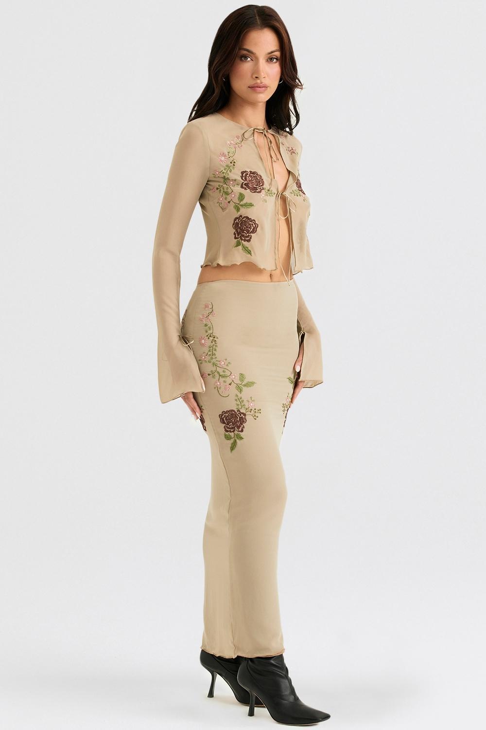 Lailah Artichoke Floral Maxi Skirt Product Image