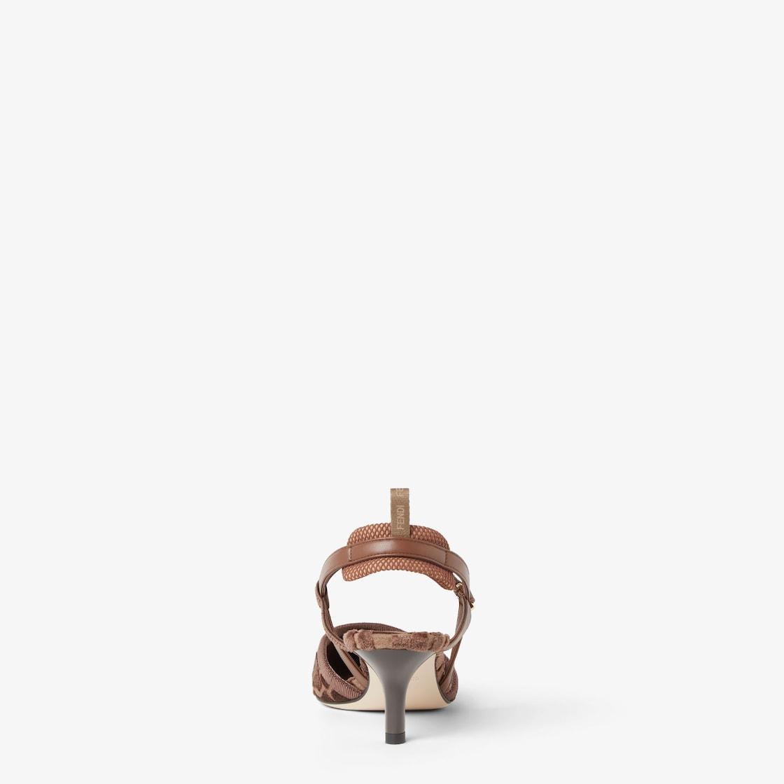 Colibrì LiteMedium-heeled slingbacks in brown FF fabric Product Image