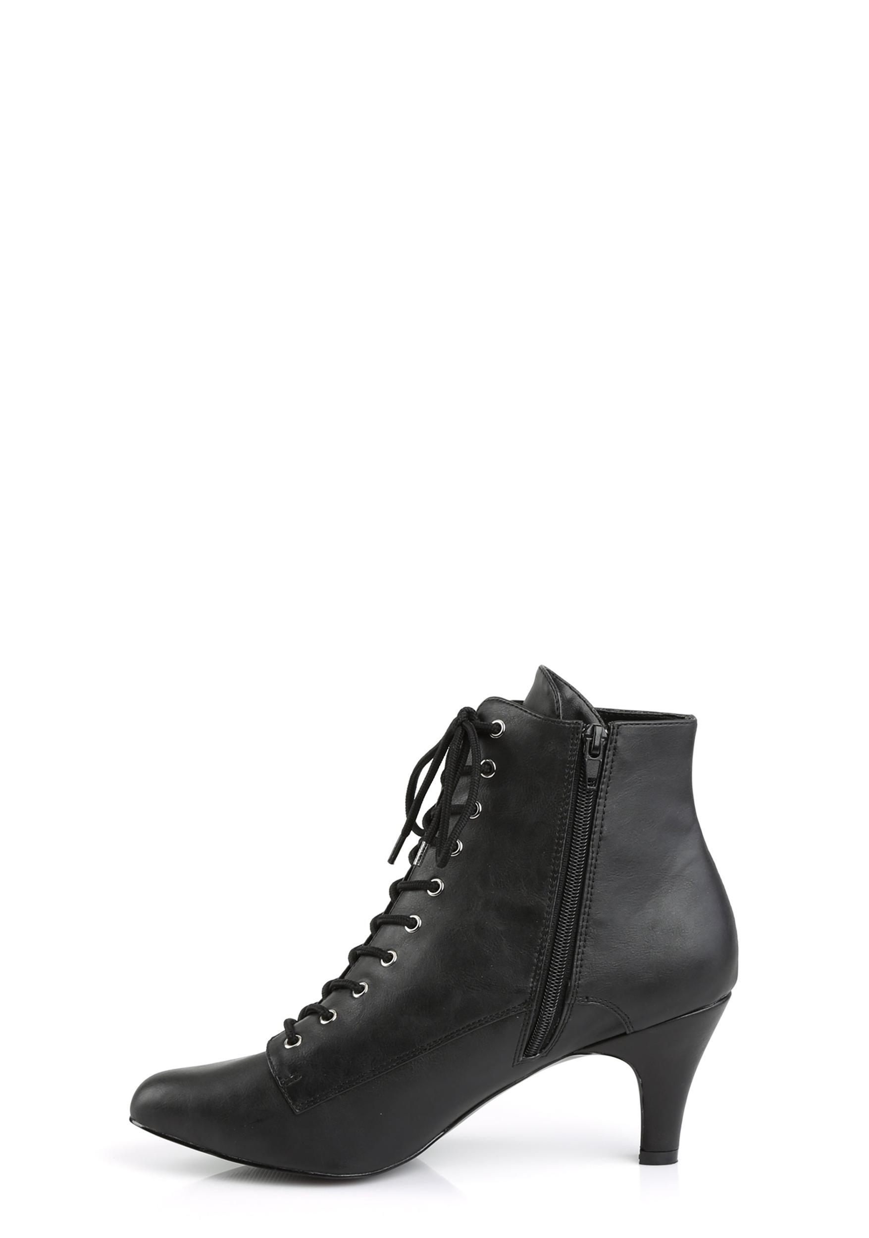 Pleaser Divine-1020 Lace-Up Ankle Boots - Black Product Image