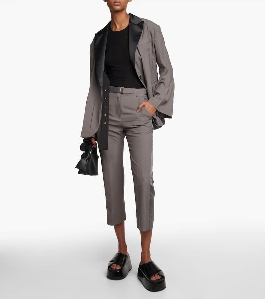 SACAI Hose Mit Satin In Taupe Product Image