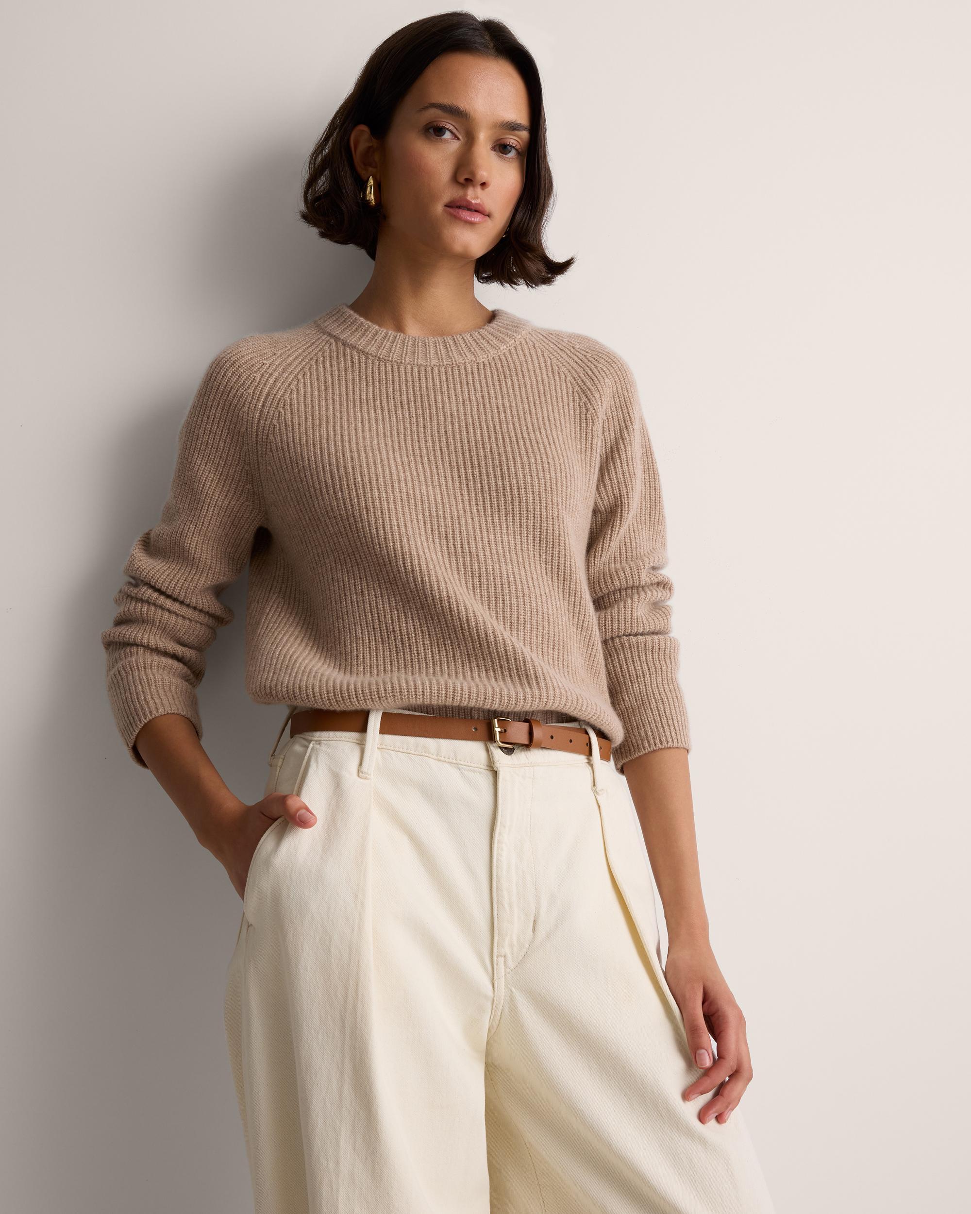 Quince | Women's Mongolian Cashmere Fisherman Crewneck knit Sweater Size XL Product Image