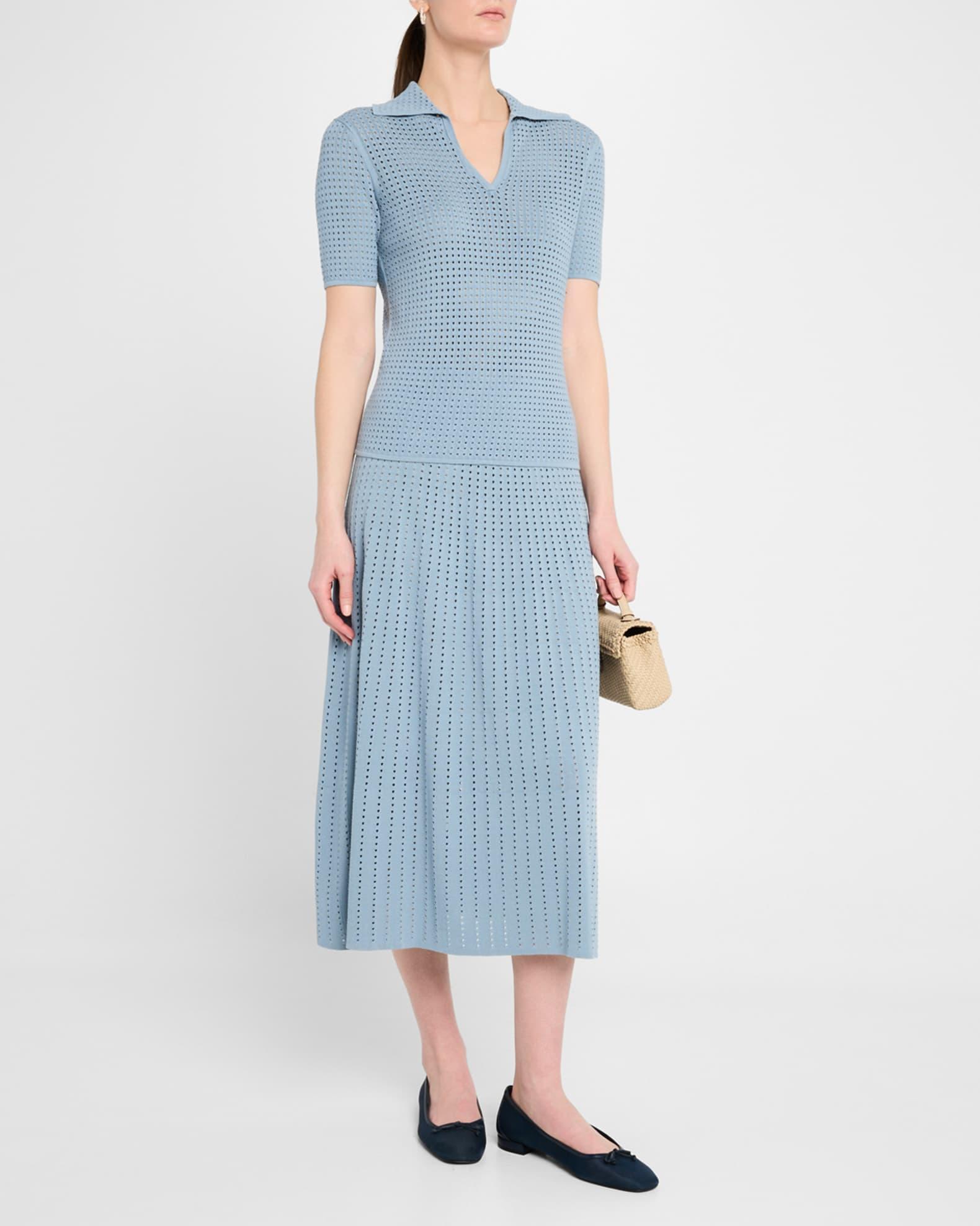 A-Line Pointelle Stitch Midi Skirt Product Image