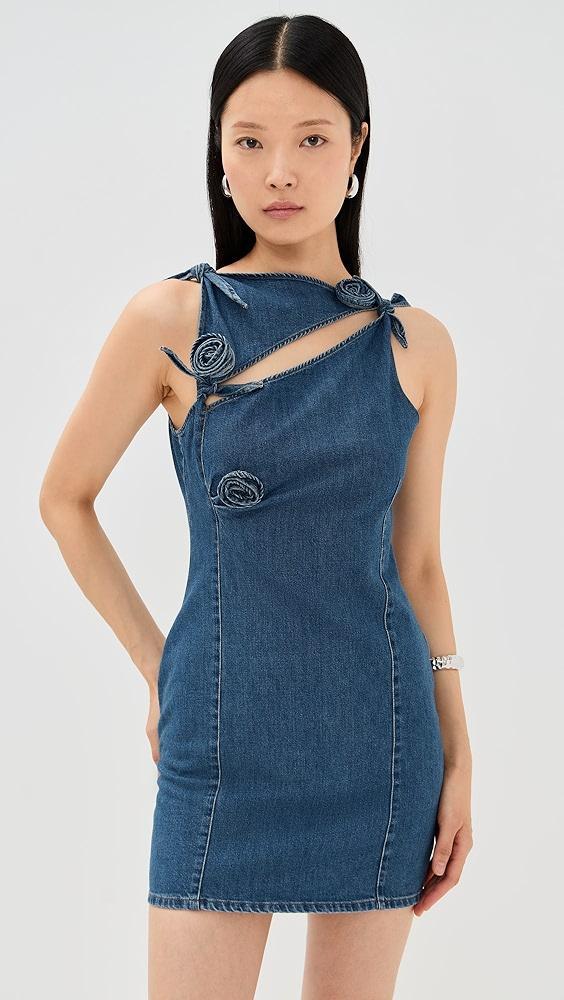 Coperni Denim Asymmetric Flower Mini Dress | Shopbop Product Image