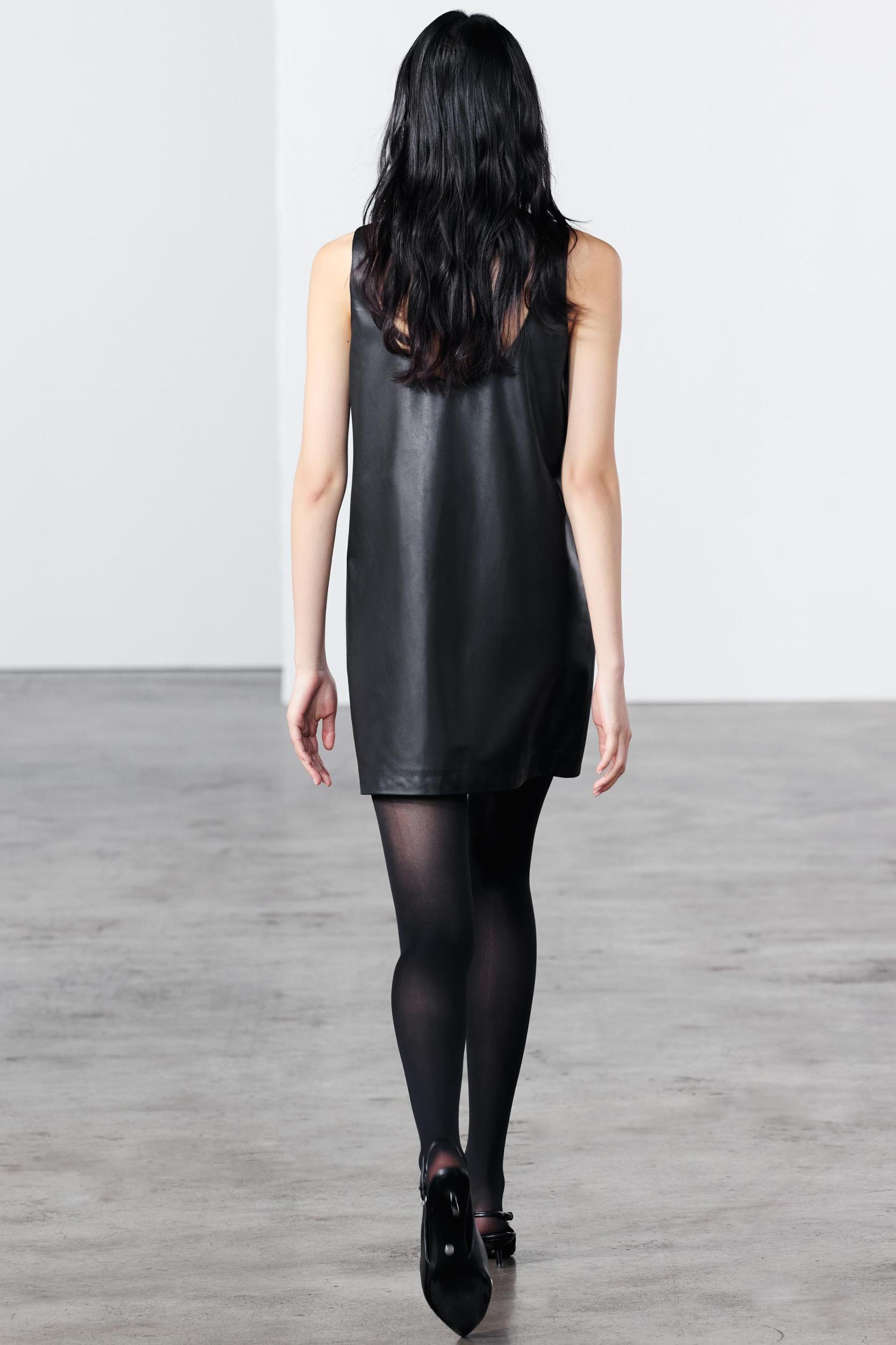 FAUX LEATHER BEADED DRESS ZW COLLECTION Product Image