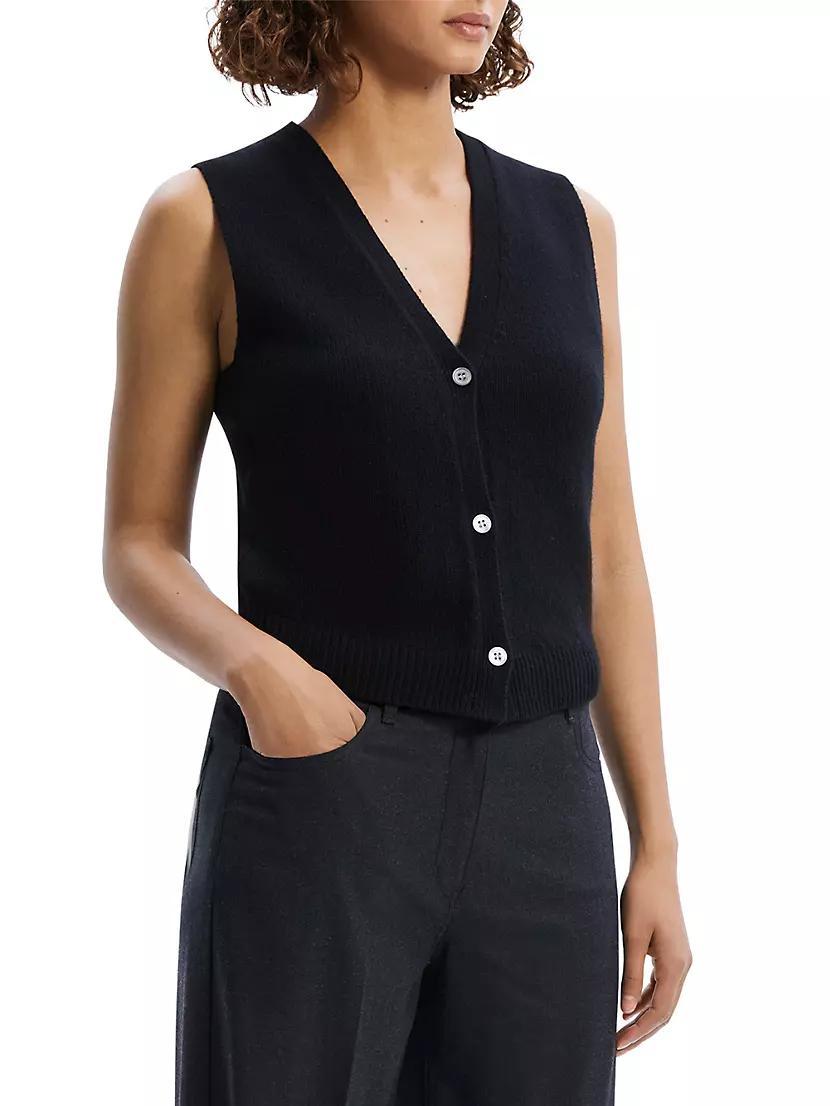 Wool-Blend Knit Button-Front Vest Product Image