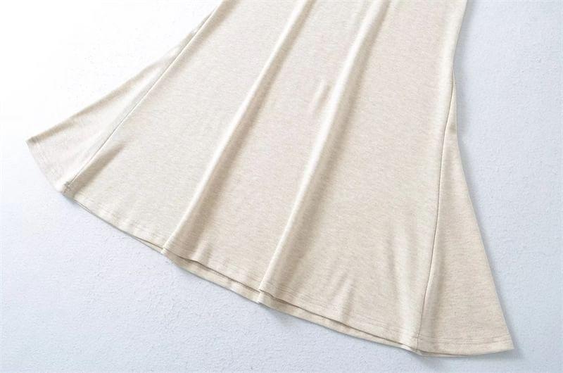 High Waist Plain Maxi Fishtail Skirt Product Image