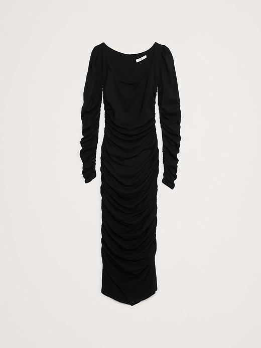 Crepe Ruched Midi Dress Product Image