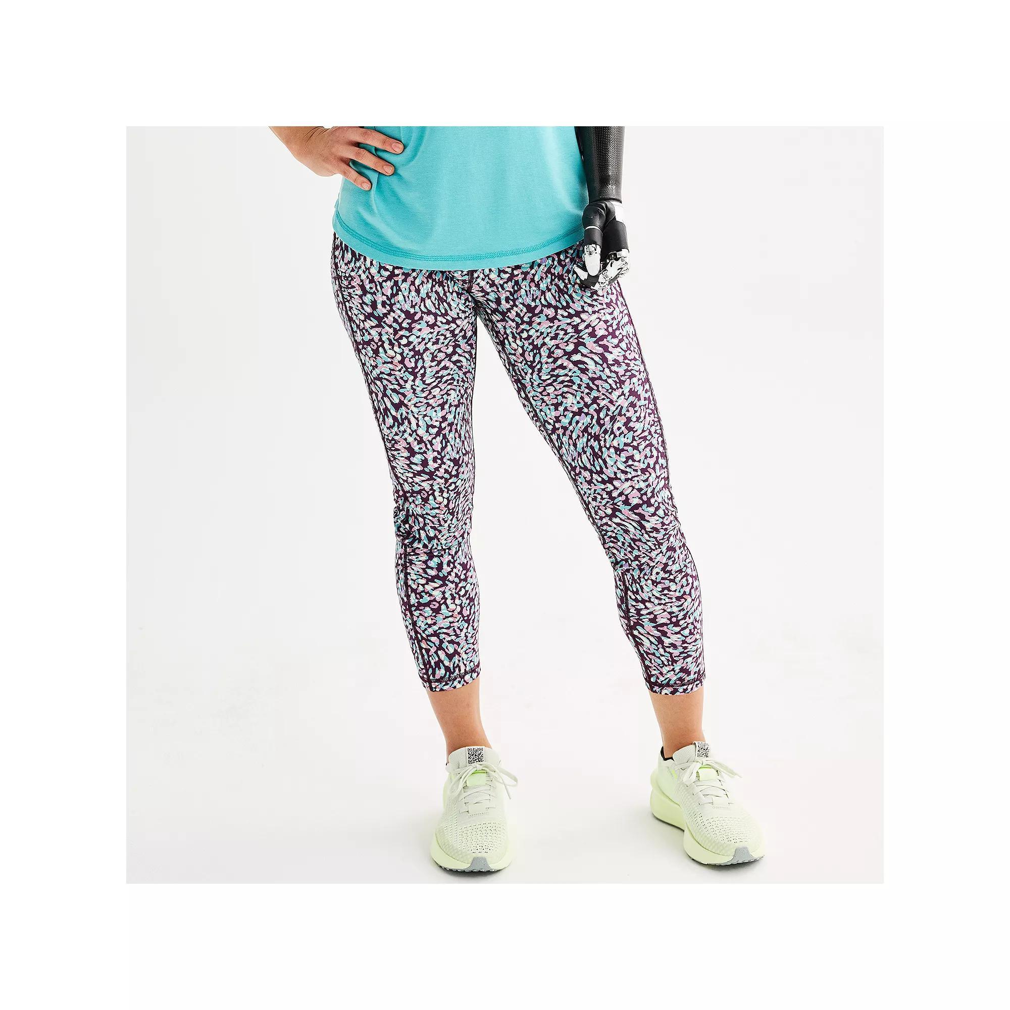 Women's Tek Gear® Adaptive Ultrastretch High-Waisted 7/8 Leggings, Size: XXL, Purple Spotted Product Image