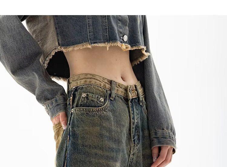 Mid Rise Washed Wide Leg Jeans Product Image